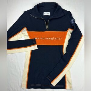 We Norwegians women’s Merino wool Pullover layer color block half zip